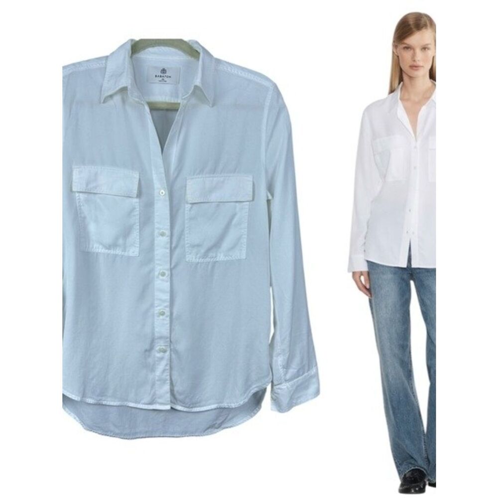 Aritzia Babaton Light Blue Utility Button-Down Shirt Over Size XS